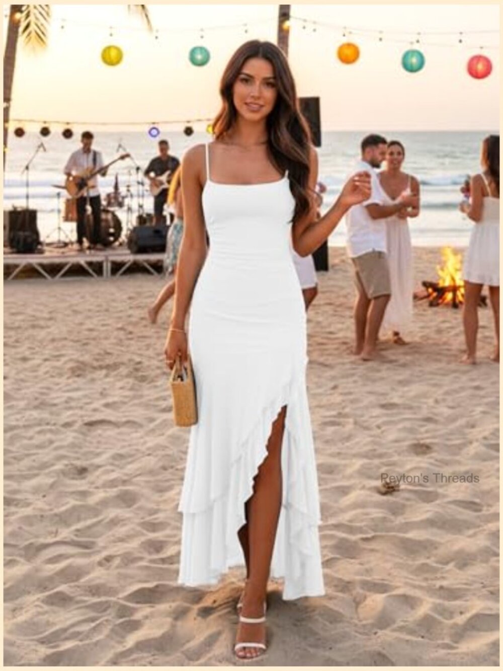 Sexy Spaghetti Strap Maxi Dress Ruched Bodycon Mermaid Cocktail Wedding Guest - Picture 5 of 7